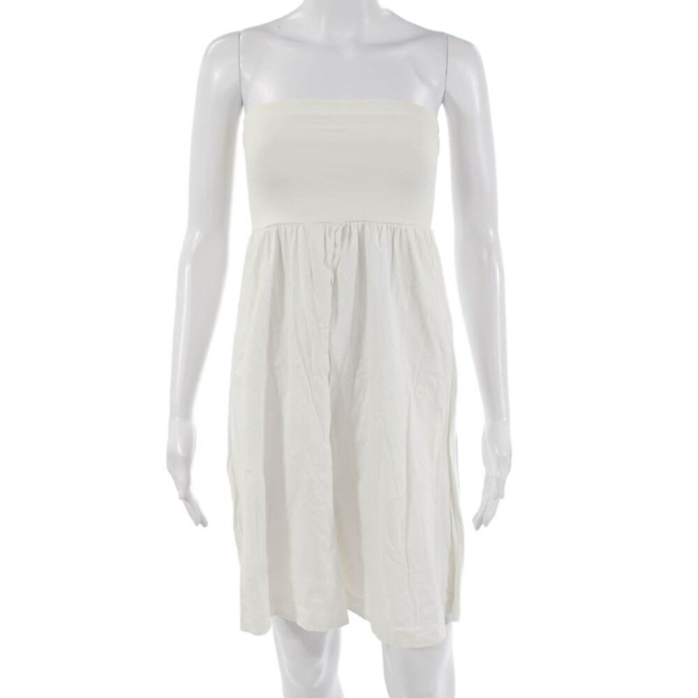 Theory Women Sundress Tank White Sleeveless Short Beach Size One Size